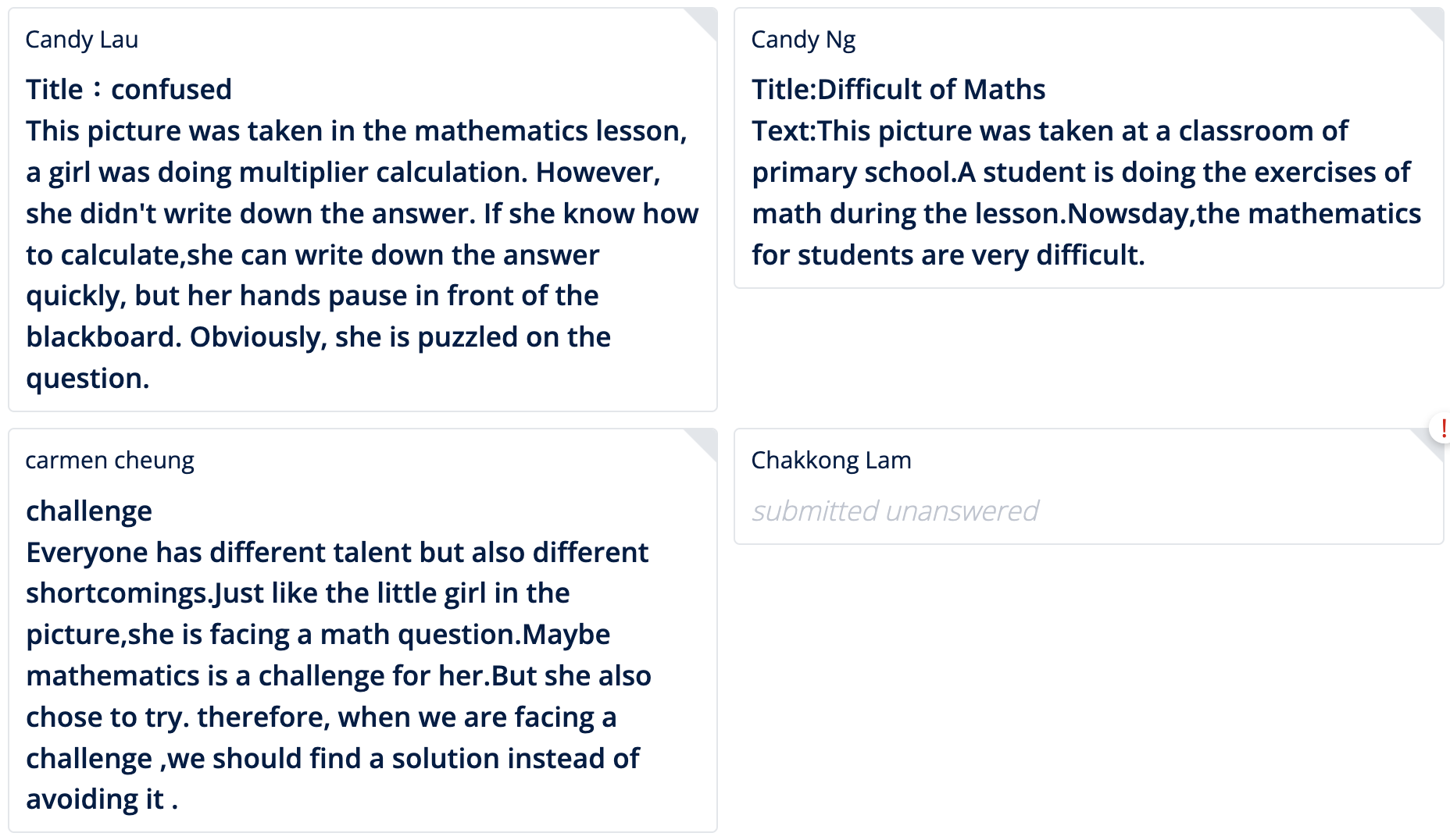 Real responses from learners