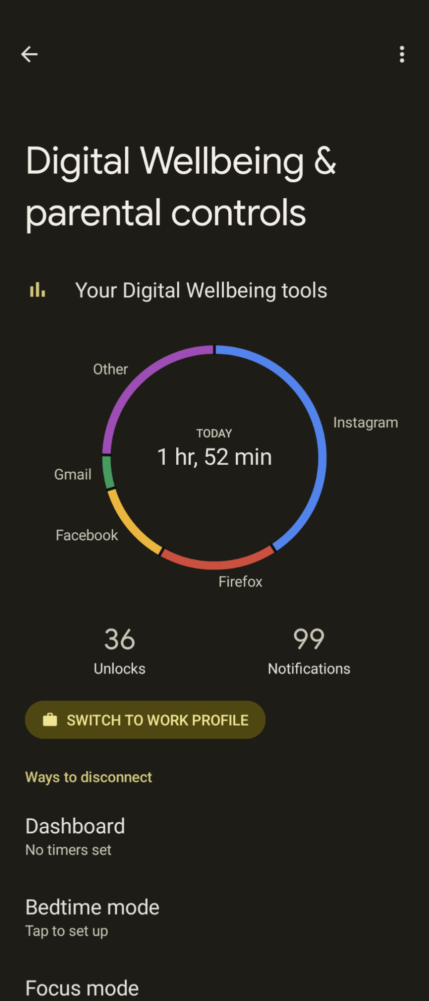 Google Digital Wellbeing screenshot
